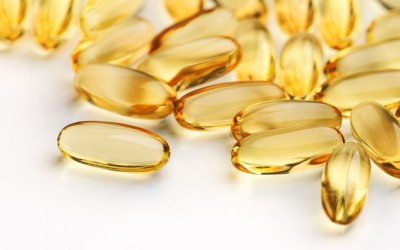 Fish Oil Capsules on white background
