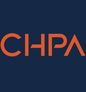 Orange CHPA logo on dark blue background
