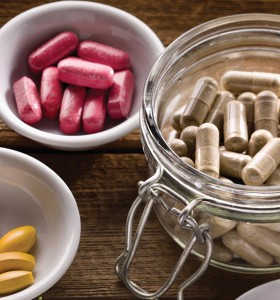 three different kinds of dietary supplement capsules