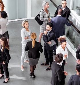 Small groups networking at a business conference