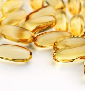 Fish Oil Capsules on white background