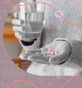 HIH Foundation branded image of a hand holding acetaminophen capsules