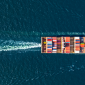 View of loaded cargo ship from above