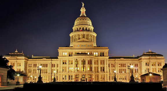 Texas state capitol at night