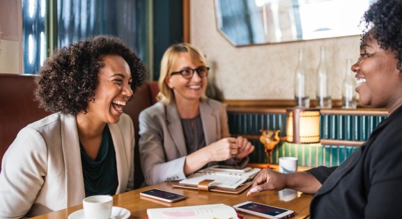 Women Socializing at a Restaurant