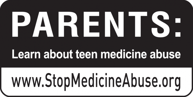 black and white logo for stopmedicineabuse.org
